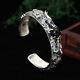Real Solid 925 Sterling Silver Gem Cuff Bracelet Dragons Open Bangle Jewelry