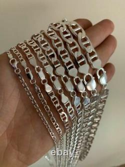 Real Solid 925 Sterling Silver Mariner Link Chain Or Bracelet ITALY 3-12mm Mens