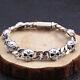 Real Solid 925 Sterling Silver Miami Cuban Chain Bracelet Skull Fashion 7.9