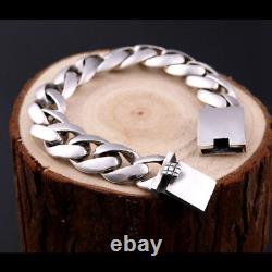 Real Solid 925 Sterling Silver Miami Cuban Link Chain Bracelet Fashion Jewelry