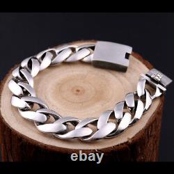 Real Solid 925 Sterling Silver Miami Cuban Link Chain Bracelet Fashion Jewelry