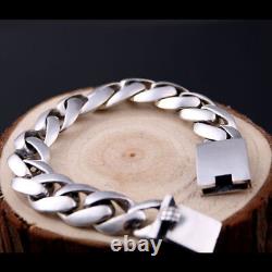 Real Solid 925 Sterling Silver Miami Cuban Link Chain Bracelet Fashion Jewelry