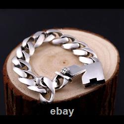 Real Solid 925 Sterling Silver Miami Cuban Link Chain Bracelet Fashion Jewelry