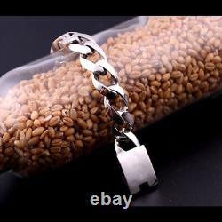 Real Solid 925 Sterling Silver Miami Cuban Link Chain Bracelet Fashion Jewelry