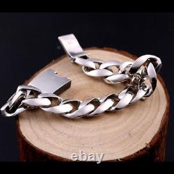 Real Solid 925 Sterling Silver Miami Cuban Link Chain Bracelet Fashion Jewelry