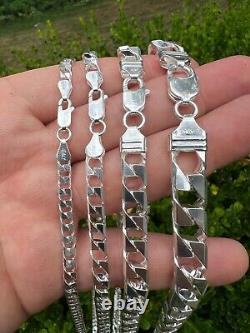 Real Solid 925 Sterling Silver SQUARE Miami Cuban Chain Necklace / Bracelet Curb