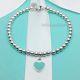 Return To Tiffany & Co Mini Heart Tag Bead Bracelet Sterling Silver Enamel Blue