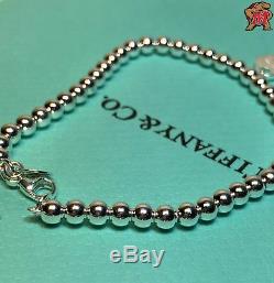 Return to Tiffany Sterling Silver Bead Bracelet Red Enamel 6 Inch