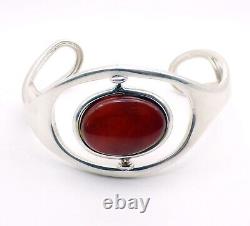 Reversible 925 Sterling Silver Amber Cuff Bracelet, Cherry /Butterscotch, 31.9g