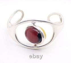 Reversible 925 Sterling Silver Amber Cuff Bracelet, Cherry /Butterscotch, 31.9g