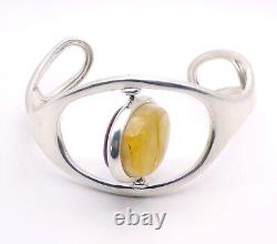 Reversible 925 Sterling Silver Amber Cuff Bracelet, Cherry /Butterscotch, 31.9g