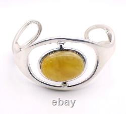 Reversible 925 Sterling Silver Amber Cuff Bracelet, Cherry /Butterscotch, 31.9g