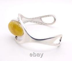 Reversible 925 Sterling Silver Amber Cuff Bracelet, Cherry /Butterscotch, 31.9g