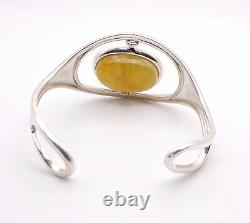 Reversible 925 Sterling Silver Amber Cuff Bracelet, Cherry /Butterscotch, 31.9g