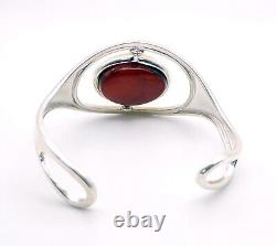 Reversible 925 Sterling Silver Amber Cuff Bracelet, Cherry /Butterscotch, 31.9g