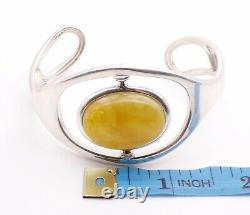 Reversible 925 Sterling Silver Amber Cuff Bracelet, Cherry /Butterscotch, 31.9g