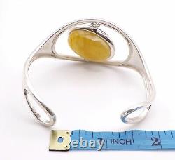 Reversible 925 Sterling Silver Amber Cuff Bracelet, Cherry /Butterscotch, 31.9g