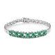 Rhodium Over 925 Sterling Silver Aaa Emerald Leaf Bracelet Size 7.25 Ct 4.1
