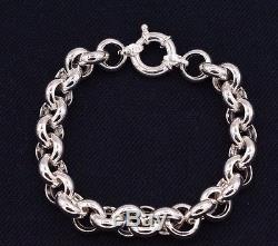 Rolo Charm Bold Link Bracelet High Polished Shiny Real 925 Sterling Silver 11mm