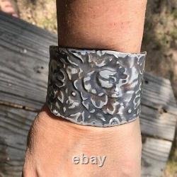 Roses Solid Sterling Silver 925 Cuff Bracelet Floral Handmade Bohemian Gift Rose