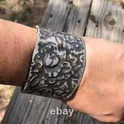 Roses Solid Sterling Silver 925 Cuff Bracelet Floral Handmade Bohemian Gift Rose