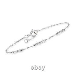 Ross-Simons 0.15 ct. T. W. Diamond 3-Bar Bracelet in Sterling Silver. 6.5 inches