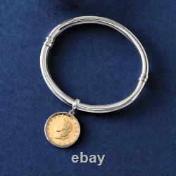 Ross-Simons Italian Genuine Lira Coin Charm Bangle Bracelet in Sterling Silver