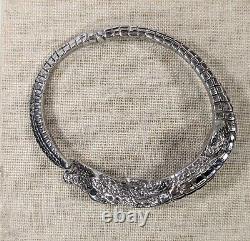 Ross Simons Sterling Silver Alligator Bangle With Emerald Eyes (l163)