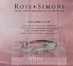 Ross Simons Sterling Silver Alligator Bangle With Emerald Eyes (l163)