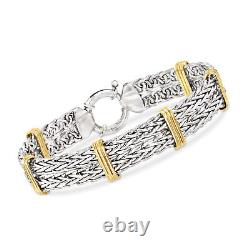 Ross-Simons Two-Tone Sterling Silver Wheat-Link Bracelet