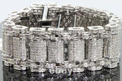 Round Cut Real Moissanite 15 Ct Men's Wider Tennis Bracelet 925 Sterling Silver