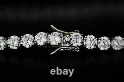 Round Tennis Bracelet 18K White Gold Over Real Sterling Silver Simulated Diamond