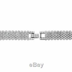 Rozzato Sterling Silver Clear Round Cubic Zirconia Linear Pave Bracelet