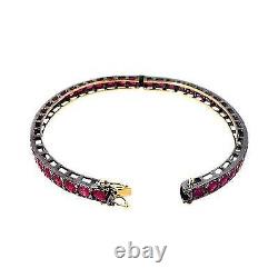 Ruby 14K Gold Gemstone Bangle 925 Sterling Silver Bracelet Jewelry