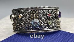 SAMUEL B BJC 925SS/18K Multi Gemstone Cuff Style BraceletReg. $1050 Stunning