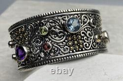 SAMUEL B BJC 925SS/18K Multi Gemstone Cuff Style BraceletReg. $1050 Stunning