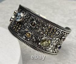 SAMUEL B BJC 925SS/18K Multi Gemstone Cuff Style BraceletReg. $1050 Stunning