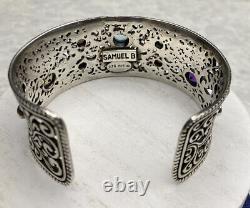 SAMUEL B BJC 925SS/18K Multi Gemstone Cuff Style BraceletReg. $1050 Stunning