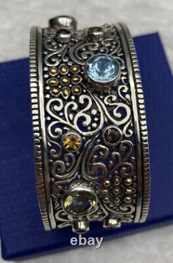 SAMUEL B BJC 925SS/18K Multi Gemstone Cuff Style BraceletReg. $1050 Stunning