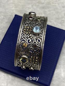 SAMUEL B BJC 925SS/18K Multi Gemstone Cuff Style BraceletReg. $1050 Stunning