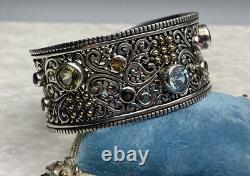 SAMUEL B BJC 925SS/18K Multi Gemstone Cuff Style BraceletReg. $1050 Stunning