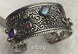 SAMUEL B BJC 925SS/18K Multi Gemstone Cuff Style BraceletReg. $1050 Stunning