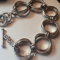 SILPADA 925 Sterling Silver Multi Circle Link Toggle Bracelet B1235 RETIRED