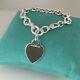 Small 7 Tiffany & Co Sterling Silver Authentic Blank Heart Tag Charm Bracelet