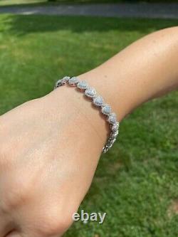 SOLID Real 925 Silver Ladies Iced Heart Link Bracelet Gold Rose Plated CZ