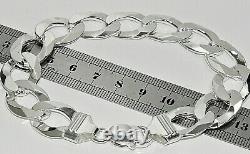 STERLING SILVER MENS 9 INCH CURB BRACELET HEAVY CHUNKY 14mm Solid 925 Silver