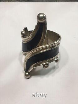 SW Mexican Sterling Silver bracelet Artist Initial CP 4w Clamper Cuff Hinged