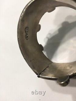 SW Mexican Sterling Silver bracelet Artist Initial CP 4w Clamper Cuff Hinged