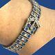 Signed Antique Art Deco Payco Sterling Silver Rhinestone Buckle Bracelet 7.25