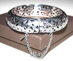 SilpadaForever Stunning Sterling Silver Filigree Hinged Bangle BraceletB1829